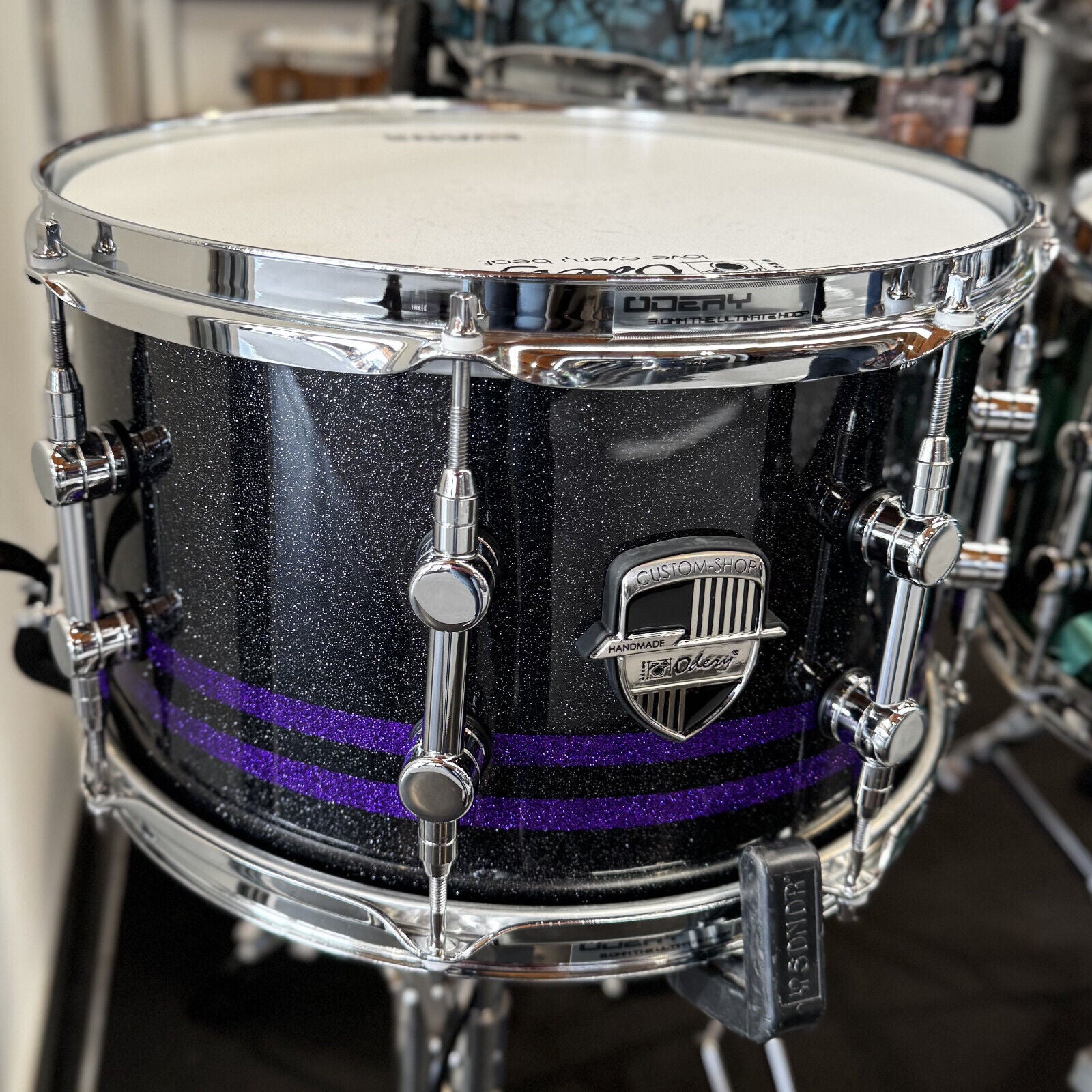Odery Custom Snare 13 x 07" Araucaria Kessel, black sparkle & violet lines